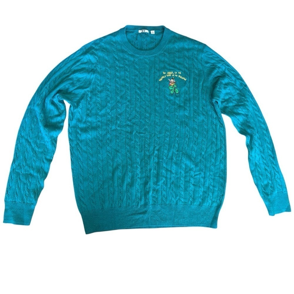 Uniqlo Order of the Friendly Sons of the Shillelagh Green Cable Knit Sweater XL